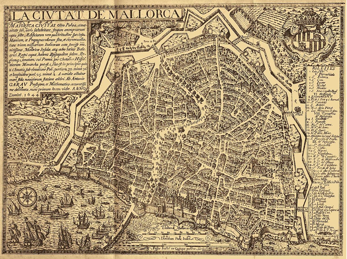 Plànol de Palma (1644). Font Ajuntament de Palma