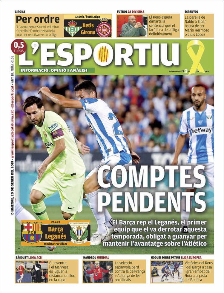 L'Esportiu Portada 20 01 2019