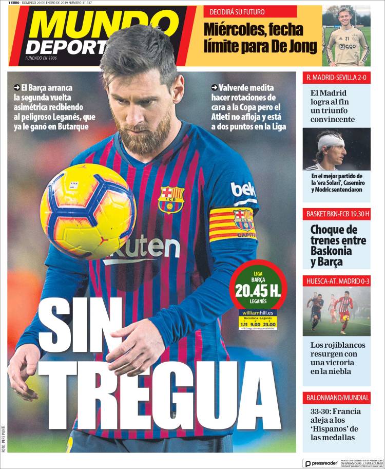 Mundo Deportivo Portada 20 01 2019