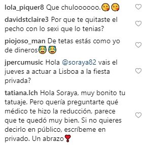 comentarios instagram soraya 1