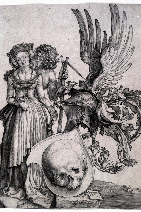 Durer, blasón con arma y calavera 1503