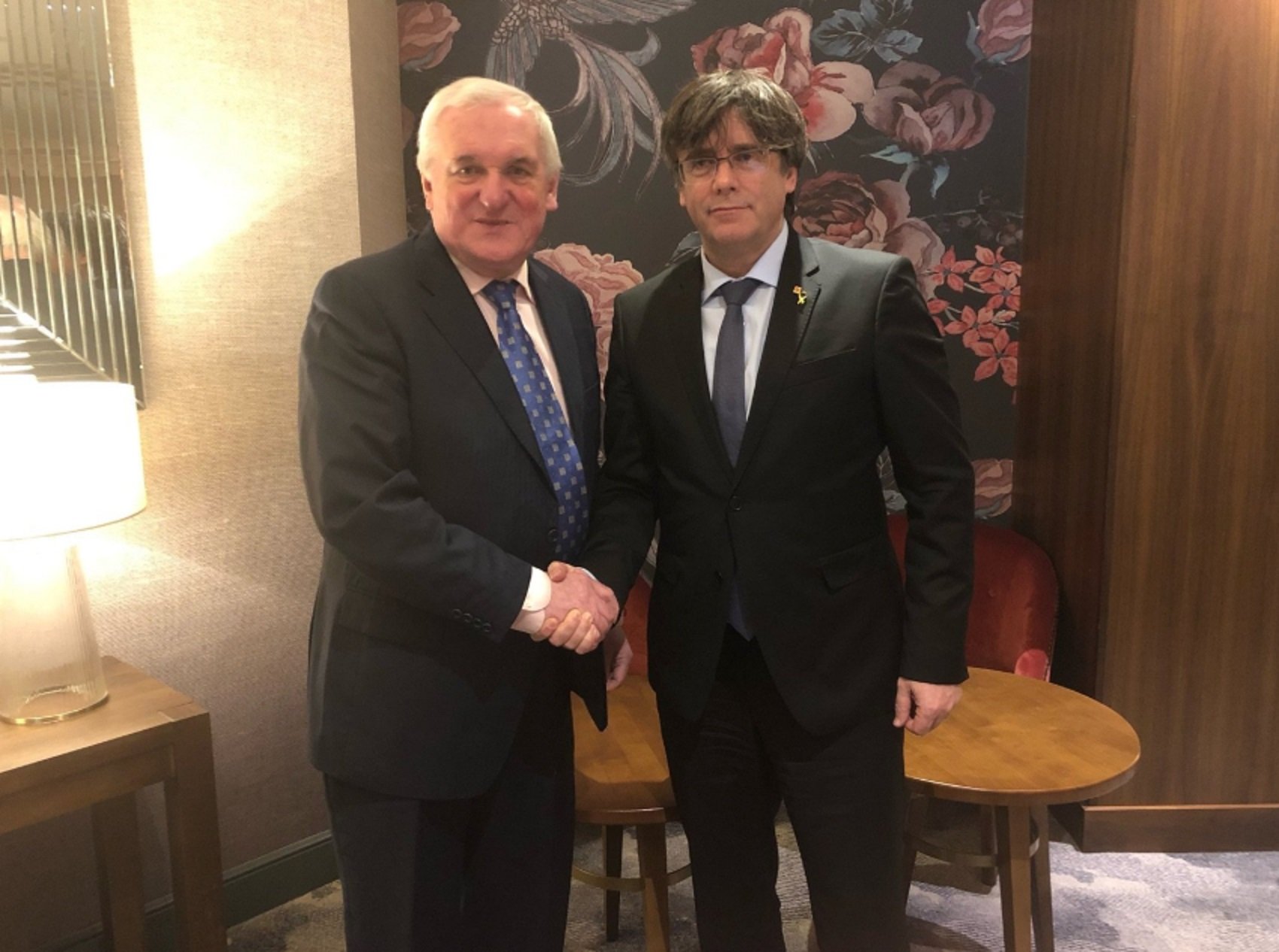 Puigdemont meets former Taoiseach Bertie Ahern, speaks at Trinity College Dublin