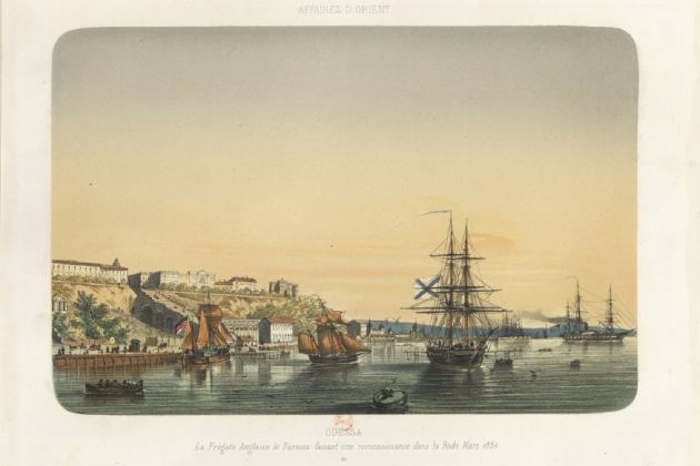 Grabado del puerto de Odesa. 1854. Fuente Bibliothèque Nationale de France