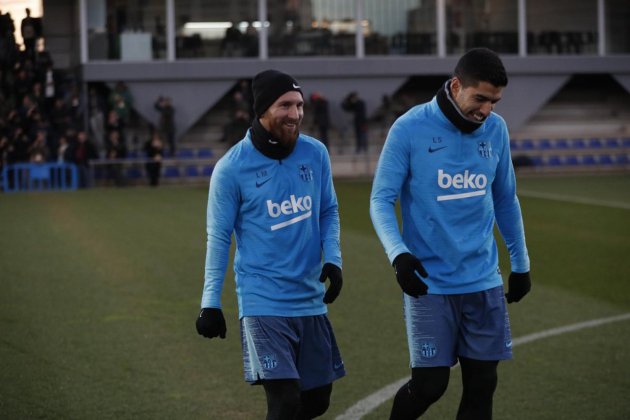 Messi Suárez entrenamiento Barça FC Barcelona
