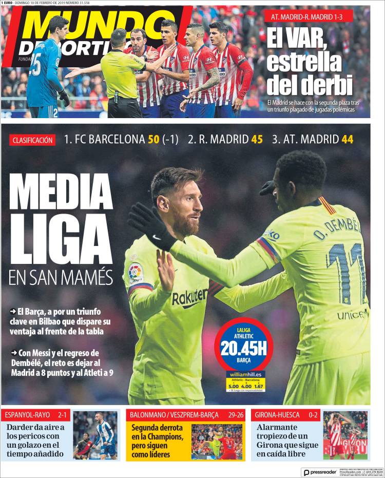 Mundo Deportivo Portada 10 02 2019