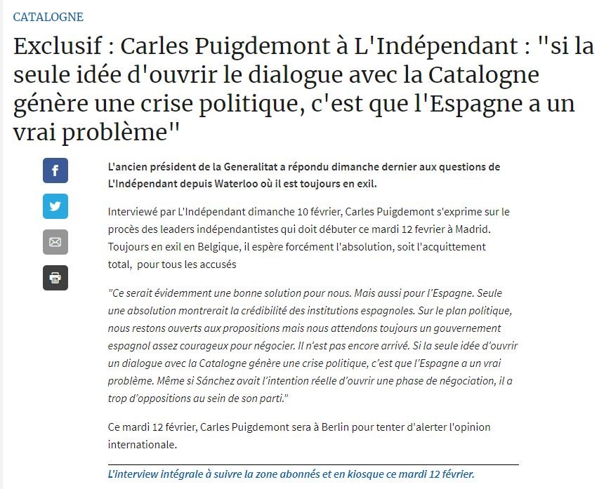 Entrevista l'Indepéndant Carles Puigdemont 11 02