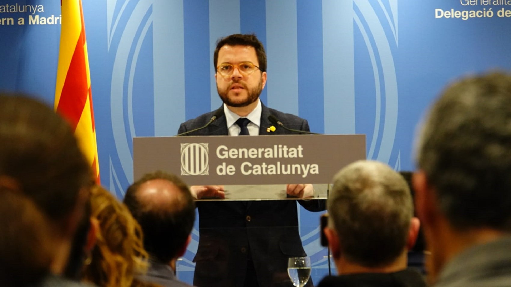 Aragonès, des de Madrid: “El Govern està assegut, però la cadira de davant està buida”