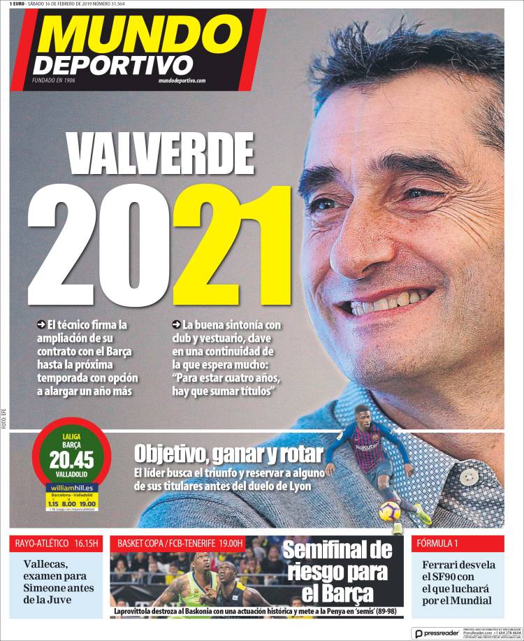 Mundo Deportivo Portada 16 02 2018
