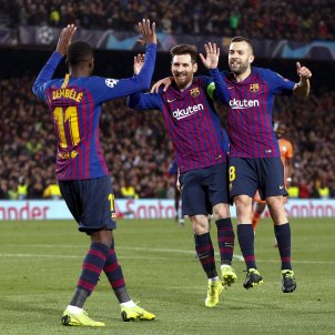 Démbélé Messi Alba Lió Champions EFE Démbélé Messi Alba Lió Champions EFE