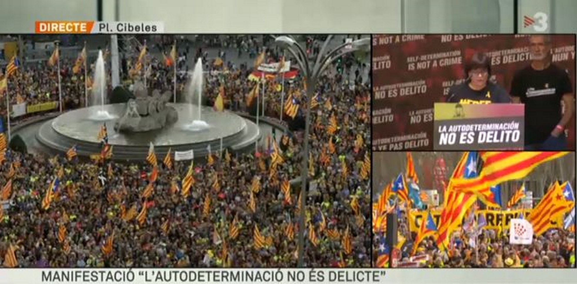 Cap TV espanyola emet en directe la manifestació, tot i que és a Madrid