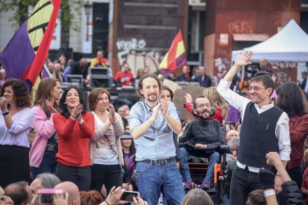 EuropaPress 2017174 Pablo Iglesias Pablo Echenique y Juan Carlos Monedero en el acto de precampaña de Podemos en Madrid