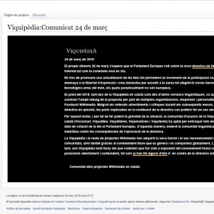 Wikipedia se apaga en protesta contra las directivas de Derechos de Autor de la UE