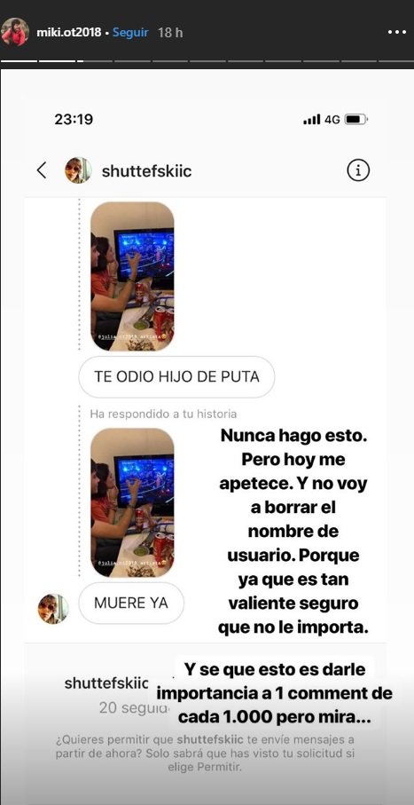 miki ot amenaces instagram