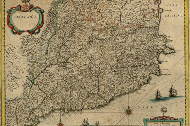 Mapa de Catalunya (1642). Fuente Cartoteca de Catalunya