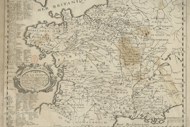 Mapa de França organitzat per Parlaments (1660). Font Bibliothèque Nationale de France