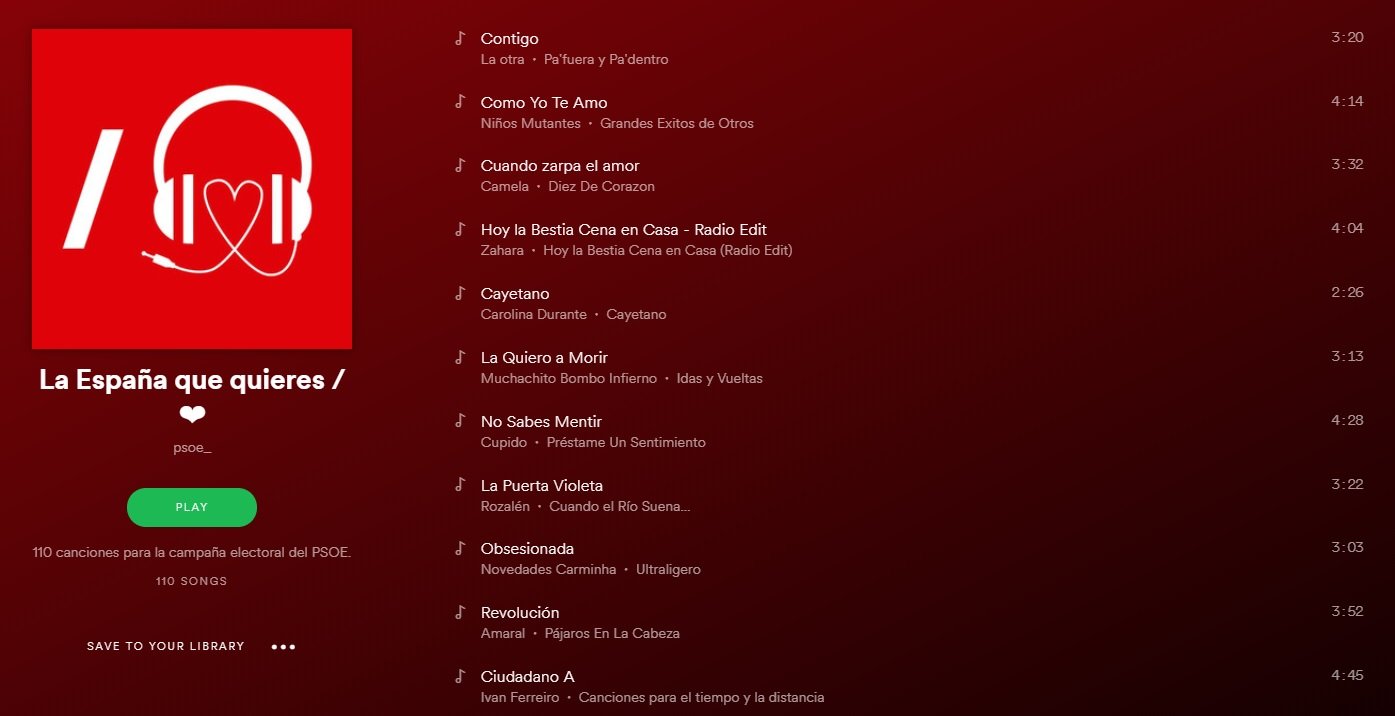 lista spotify psoe