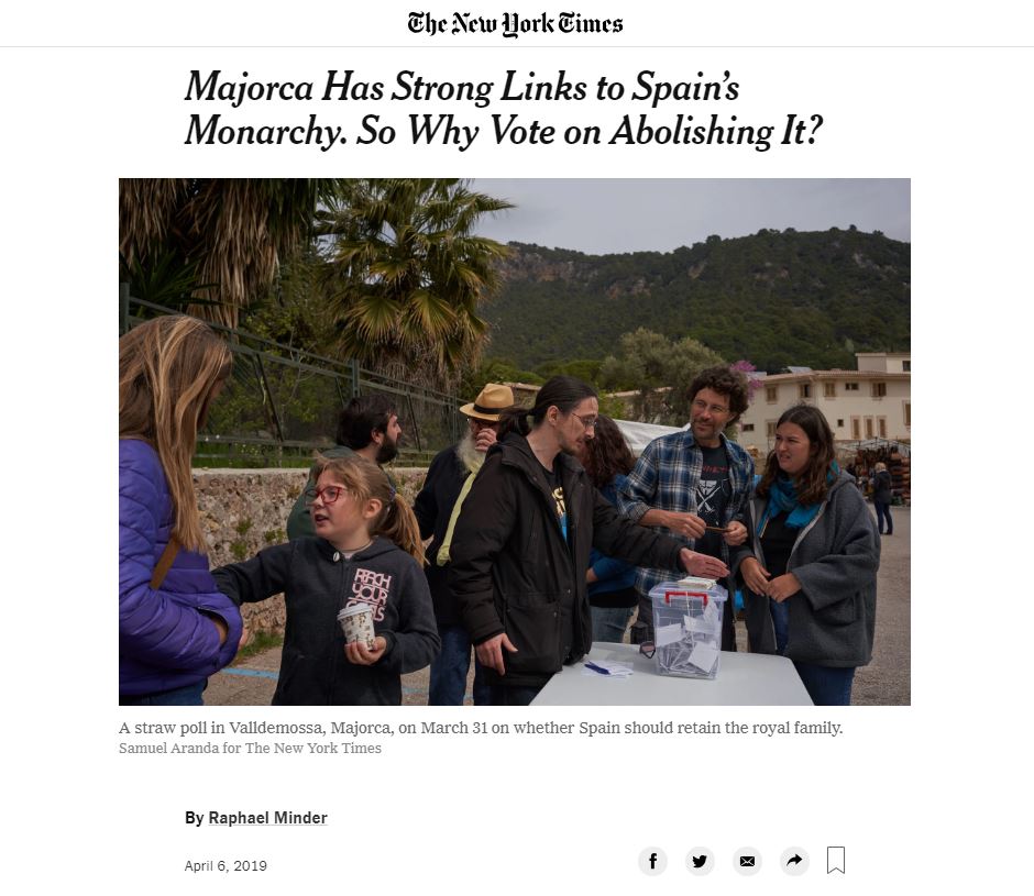 Article The New York Times, monarquía y Mallorca