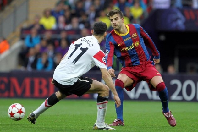 Piqué Giggs Barça Manchester United FC Barcelona