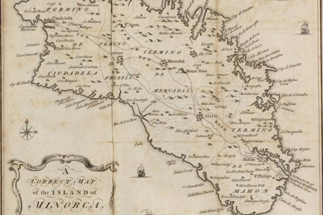 Mapa britanic de Menorca (1752). Font Cartoteca de Catalunya (1)