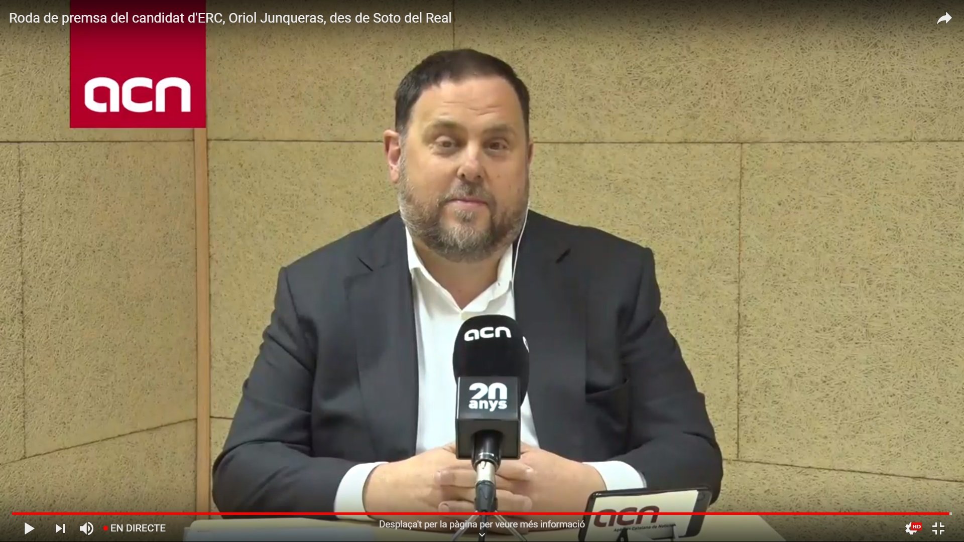 Junqueras: "¡Independencia, amnistía, autodeterminación y justicia!"