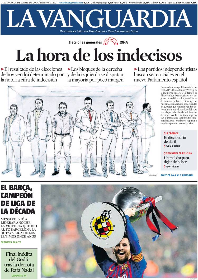 La Vanguardia Portada 28 04 2019 La Vanguardia Portada 28 04 2019