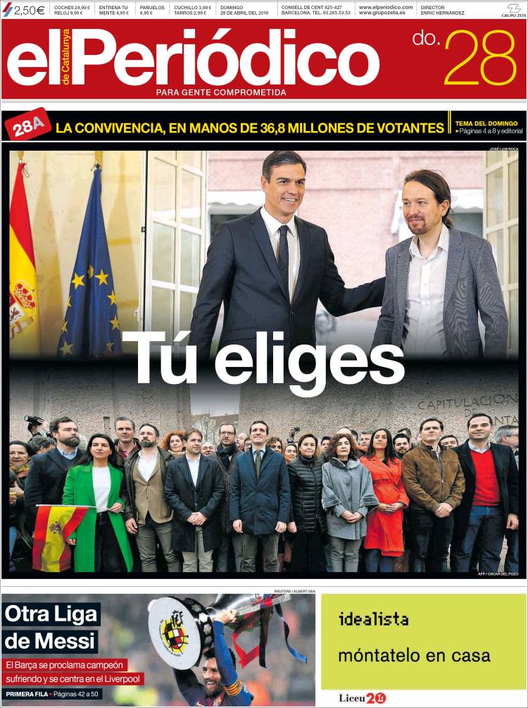 El Periódico Portada 28 04 2019 El Periódico Portada 28 04 2019