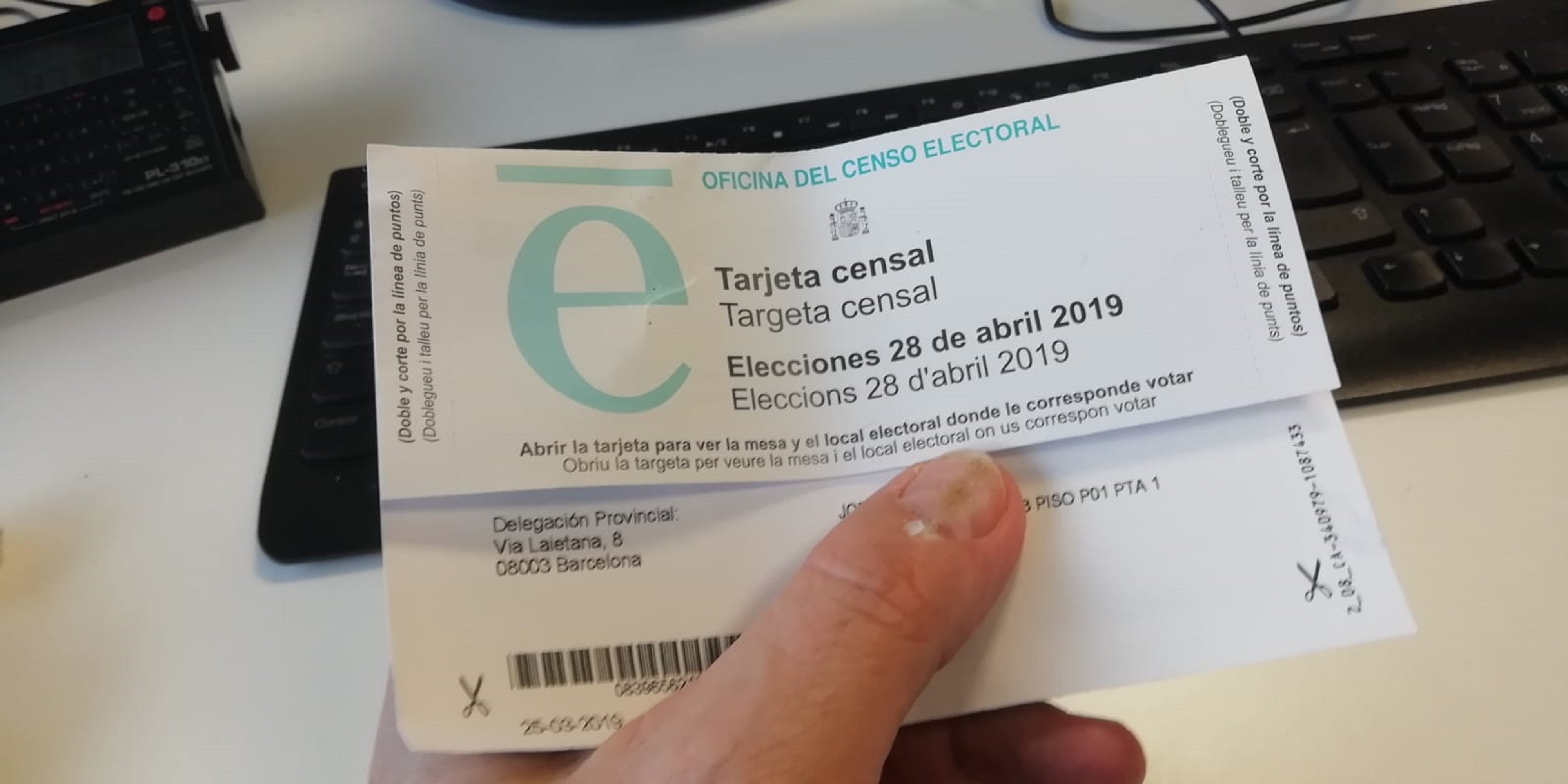 Avís: la targeta censal d'avui també és vàlida per a les eleccions municipals i europees