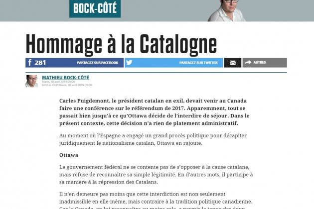 Article opinió Le Journal de Montréal