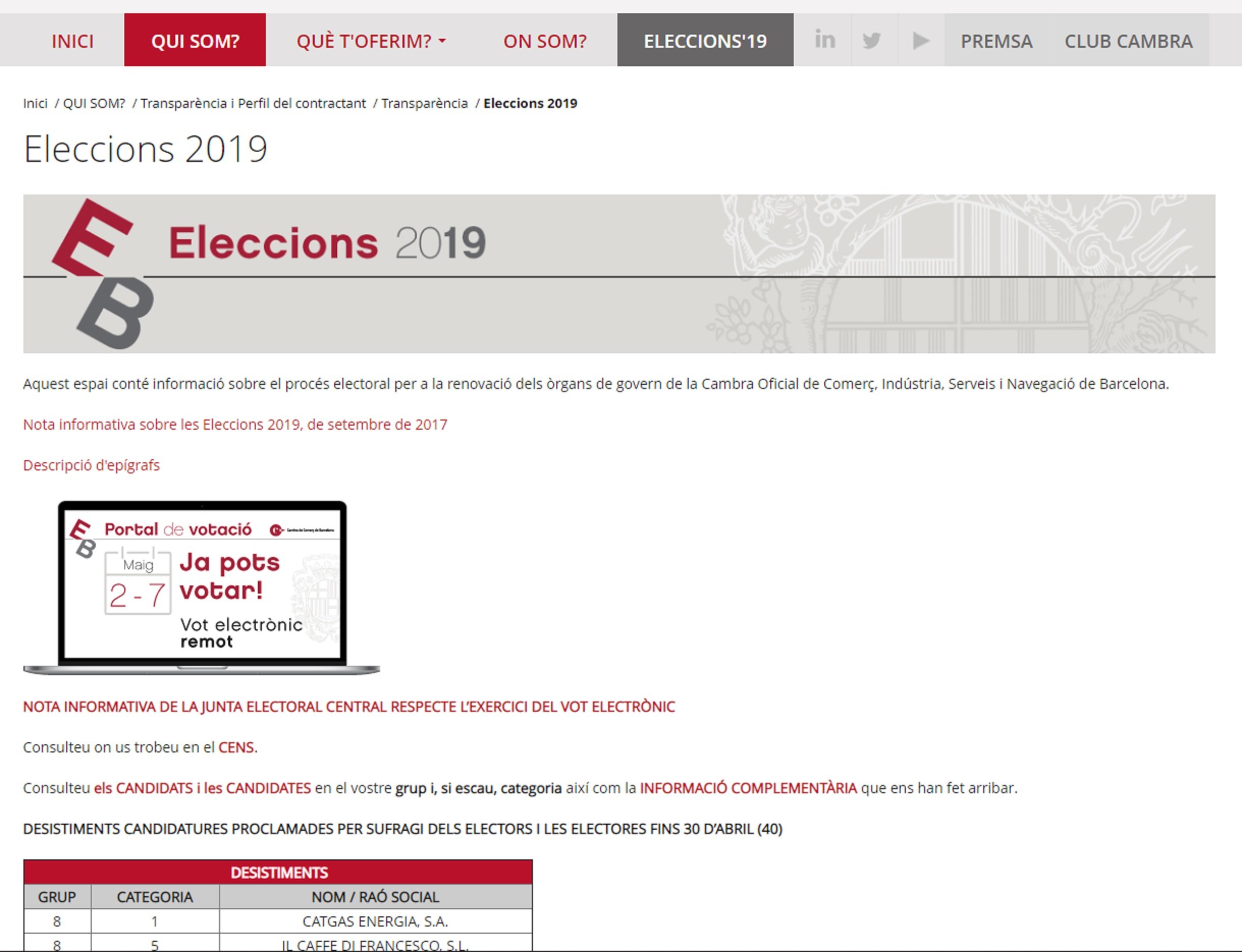 Problemas en la web para votar electrónicamente a las elecciones de la Cambra