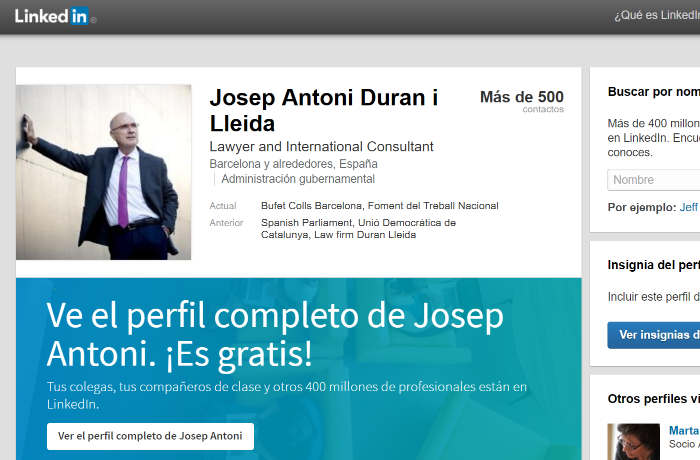 Josep Antoni Duran abre cuenta en Linkedin