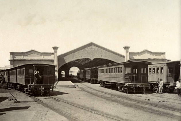 Estació Parque (1857). Primer ferrocarril de l'Argentina. Font Archivo de la Nación. Buenos Aires