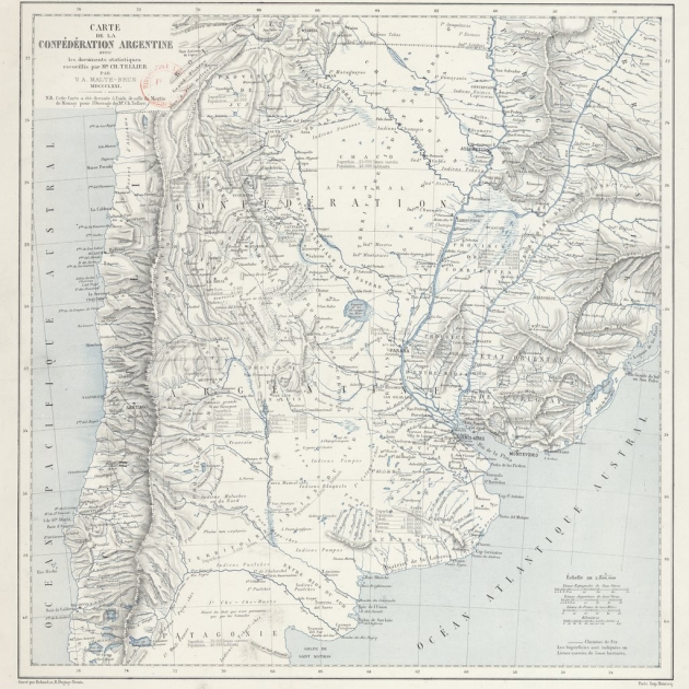 Mapa de la Confederación Argentina (1871). Fuente Bibliotheque Nationale de France