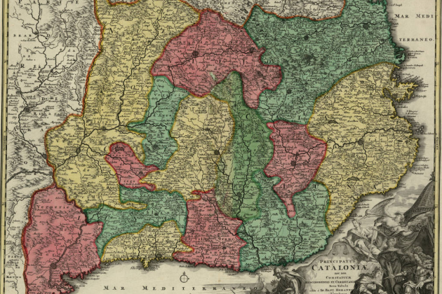 Mapa neerlandés de Catalunya (1690). Font Cartoteca de Catalunya