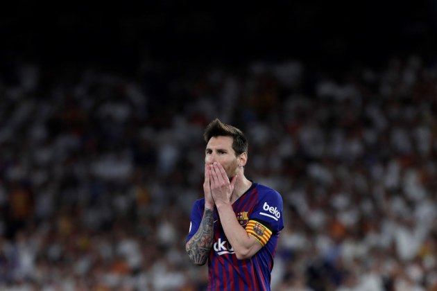 Messi triste final copa rey barca valencia