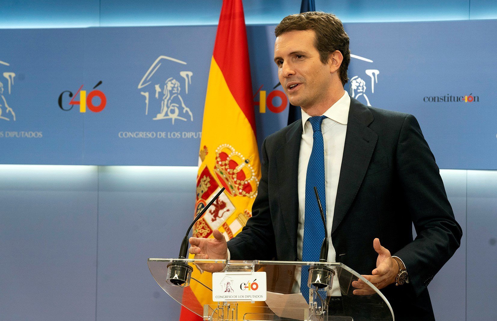 Casado no se opone a que UPN se abstenga en la investidura de Sánchez