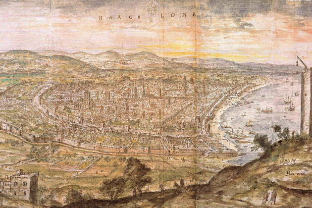 Grabado de Barcelona (siglo XVI). Font Viquipedia