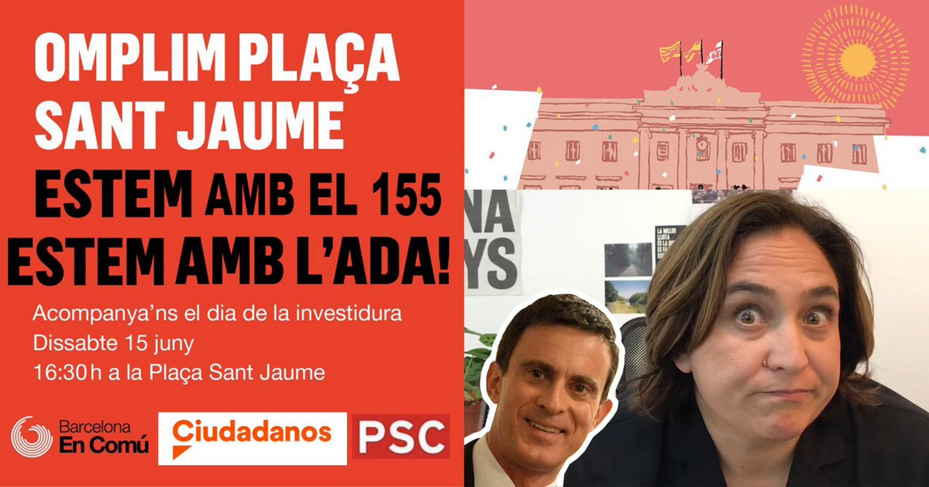 Colau i Valls 'convoquen' a la plaça Sant Jaume