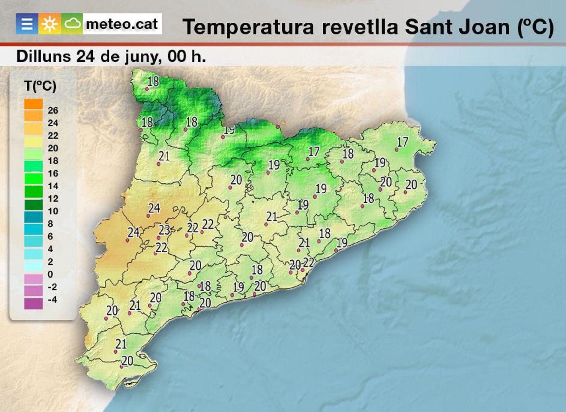 Previsió de més de 20º durant la revetlla de Sant Joan