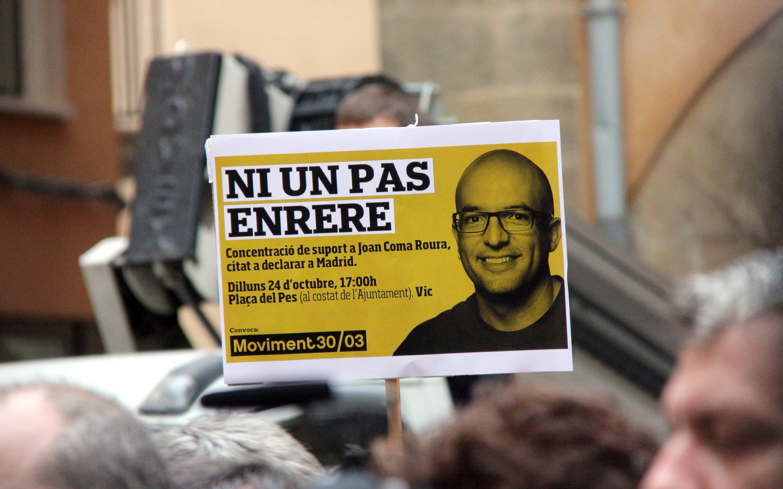 Soberanía y Justicia califica de "regresión de la libertad de expresión" el proceso contra Joan Coma