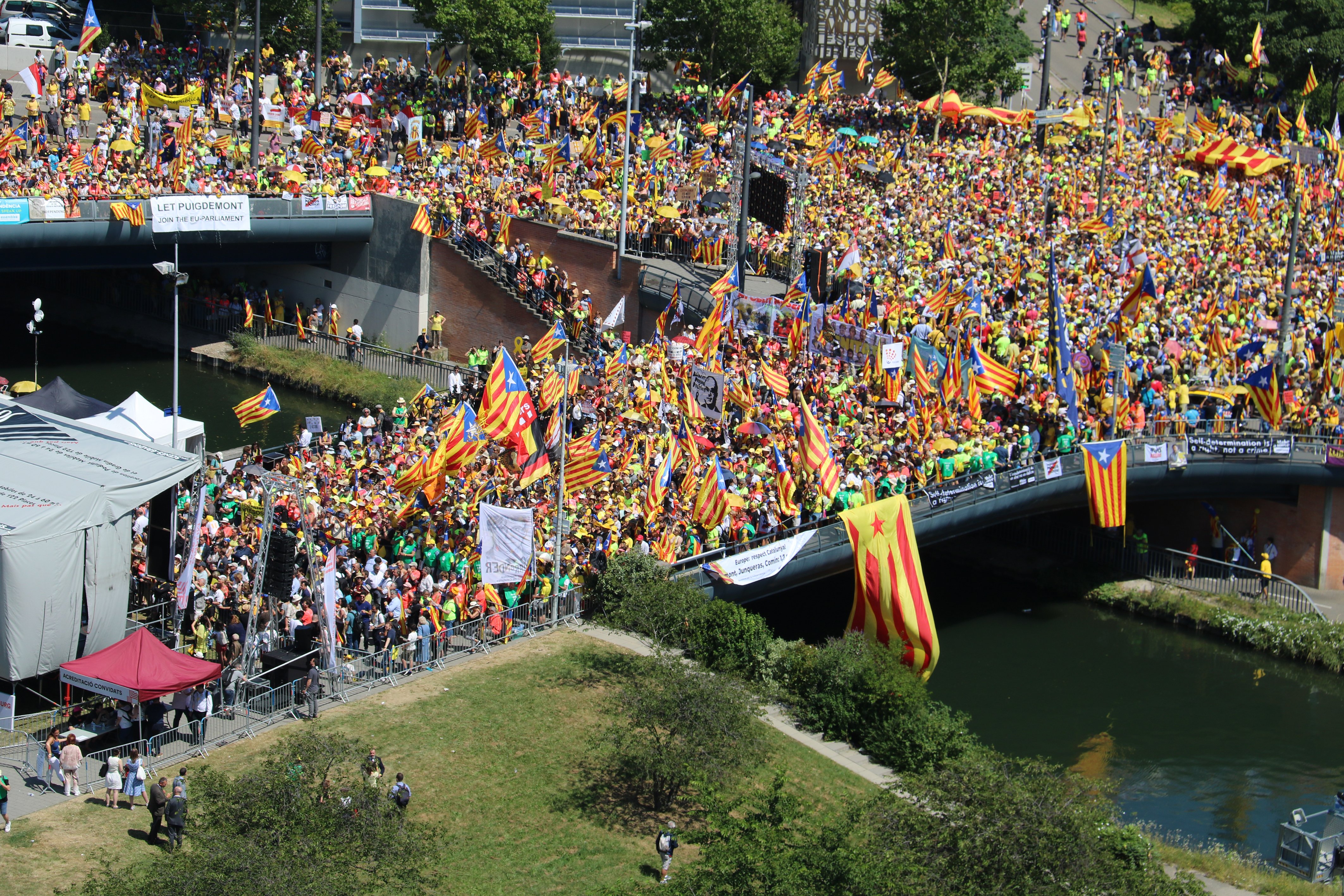Thousands of Catalans protest outside the European Parliament in Strasbourg