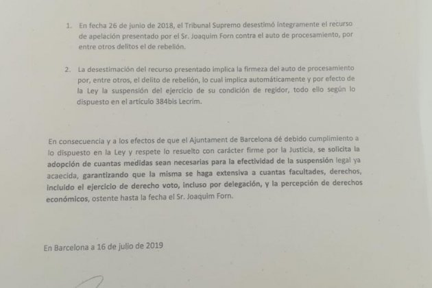 Carta ciutadans suspensió forn