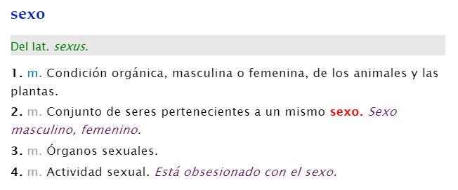 Definicion SEXO Real Academia Española