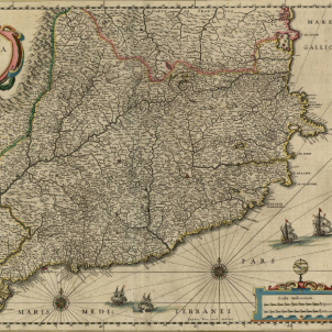 Felip IV llança un ultimatium a Catalunya. Mapa de Catalunya (1640). Taller de Cartografia Willem Blaeu. Amsterdam. Font Cartoteca de Catalunya
