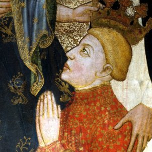 Ferran d'Antequera coronat pel Nen Jesús, detall del retaule de l'arquebisbe de Toledo Sancho de Rojas trastàmara wikipedia