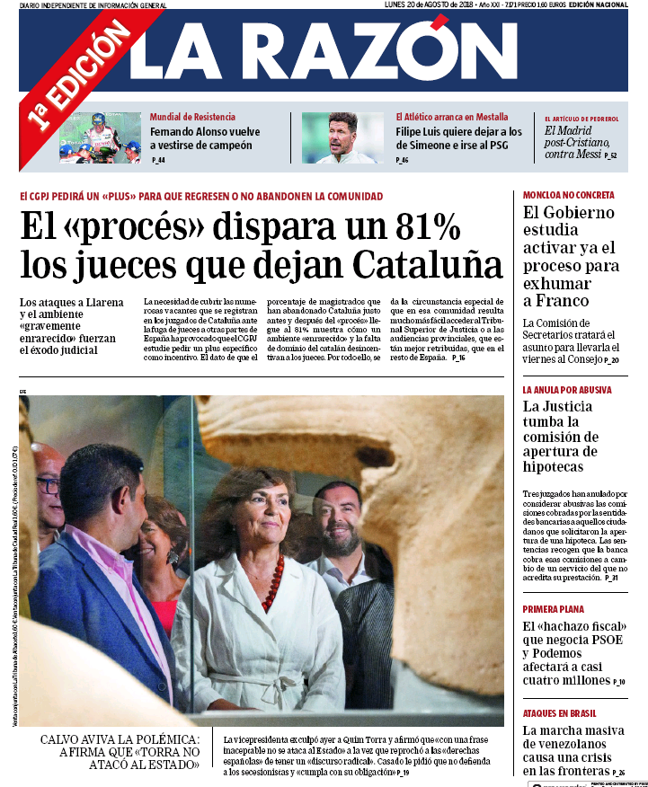 la razon 20 agosto 2018