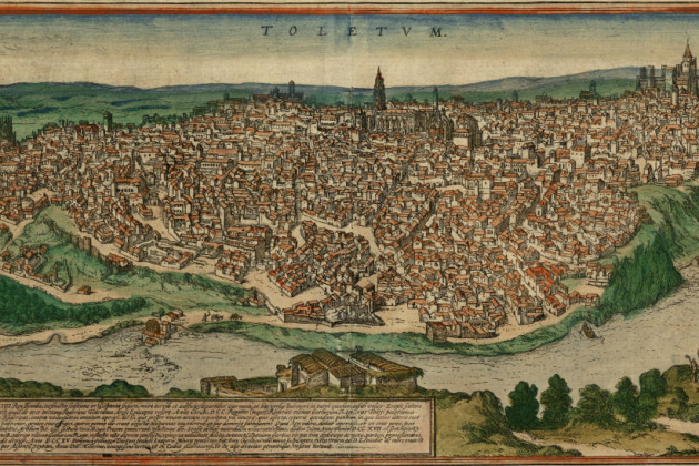 Grabado de Toledo (1575) obra de Braun y Hohenberg. Fuente Cartoteca de Catalunya