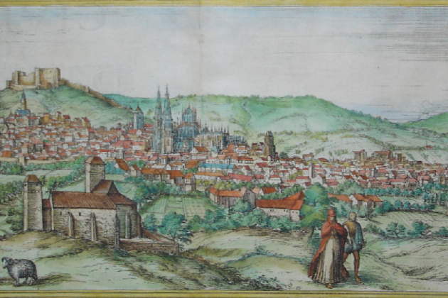 Grabado de Burgos (1575) obra de Braun y Hohenberg. Fuente Cartoteca de Catalunya