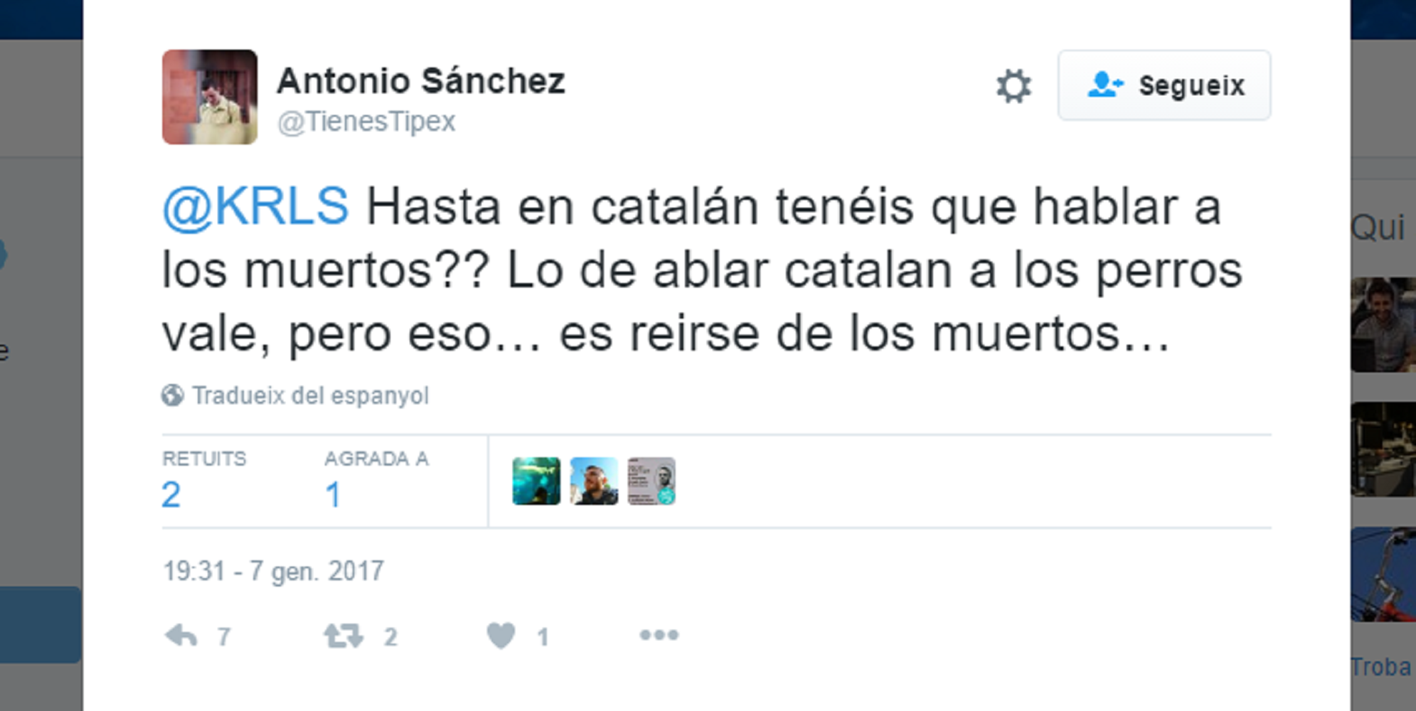 Un españolista ataca a Puigdemont por el pésame por Soares confundiendo portugués y catalán