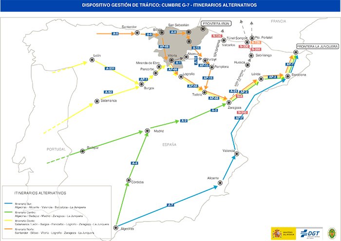 Mapa Itinerarios alternativos G7 700x DGT