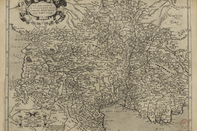 Mapa del territoris d'Occitània (1593). Font Bibliotheque Nationale de France